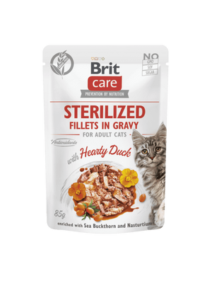 Brit Care Cat Pouch Sterilized - Heart Duck in Gravy 85 g