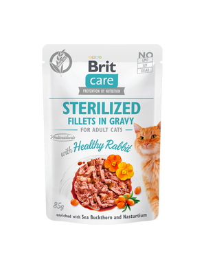 Brit Care Cat Pouch Sterilized - Healty Rabbit in Gravy 85 g