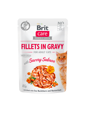Brit Care Cat Pouch - Savory Salmon in Gravy 85 g