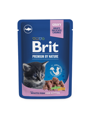 Brit Premium by Nature Pouch Kitten - Chunks with White Fish in Gravy 100 g