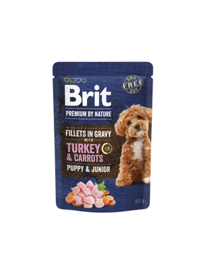 Brit Premium by Nature Dog Puppy & Junior Fillets in Gravy with Turkey & Carrots 85 g
