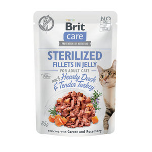 Brit Care Cat Pouch Sterilized - Hearty Duck & Tender Turkey in Jelly 85 g