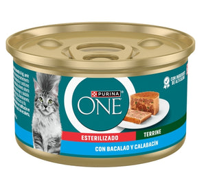 One Purina Terrine pour chats stérilisés - Morue & Courgettes 85 g